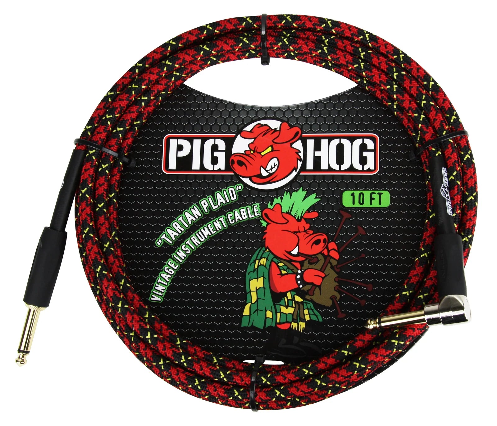 Pig Hog "Tartan Plaid" Instrument Cable, 10ft. RA