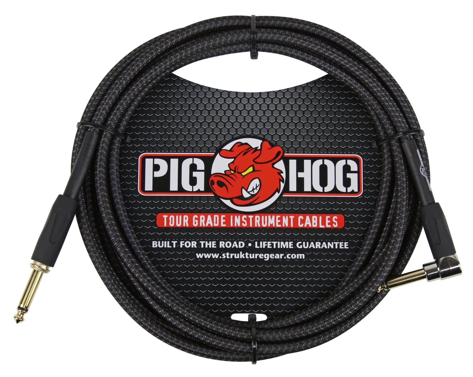 Pig Hog "Black Woven" Instrument Cable, 10ft. RA