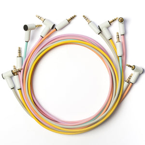 Candycords - myVolts audio cables 6-pack, 3.5mm straight jack to 3.5mm angled jack, 70cm, Peach, Pink, Purple, Grey, Green, Yellow