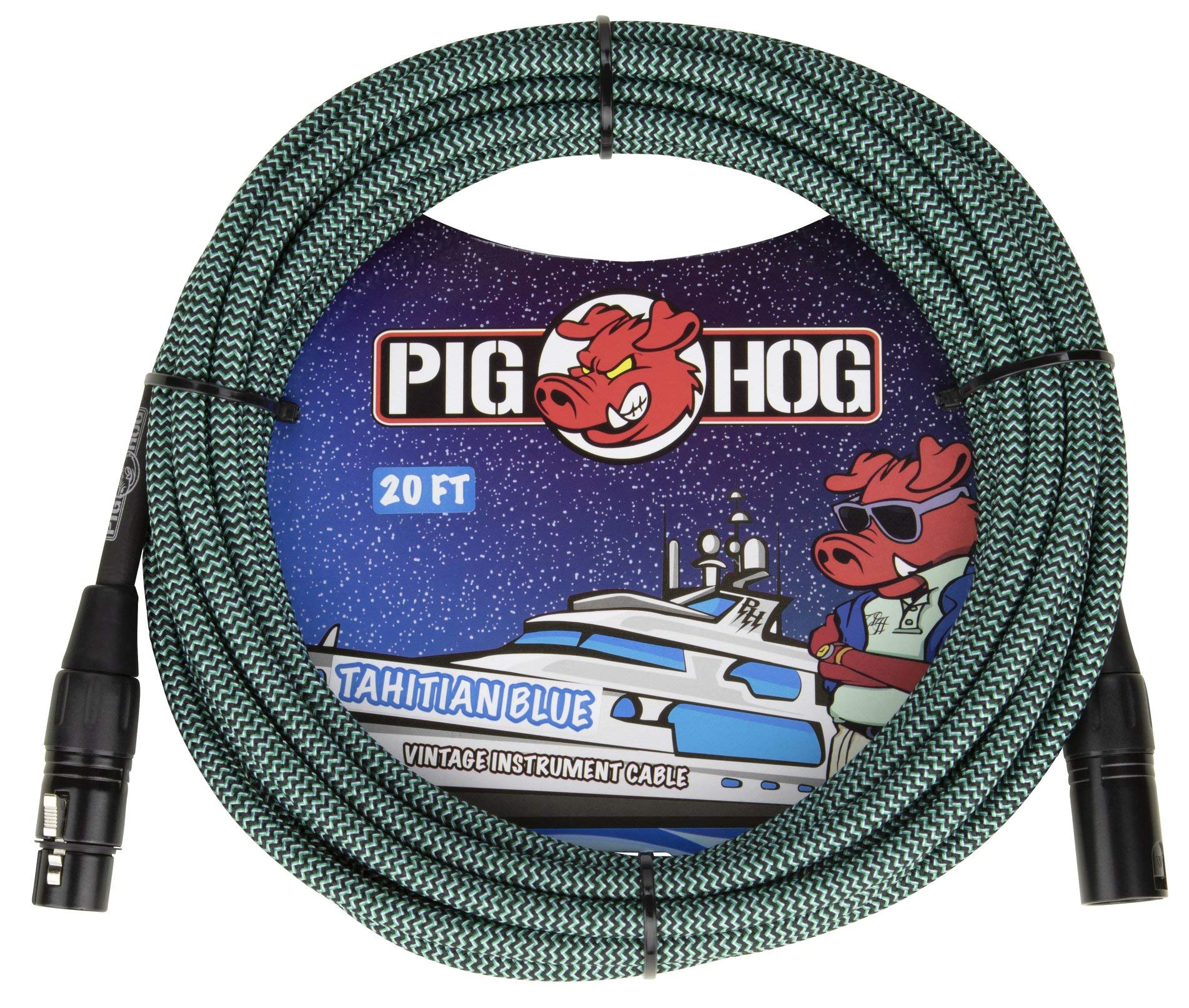 Pig Hog Tahitian Blue Woven Mic Cable, 20ft XLR