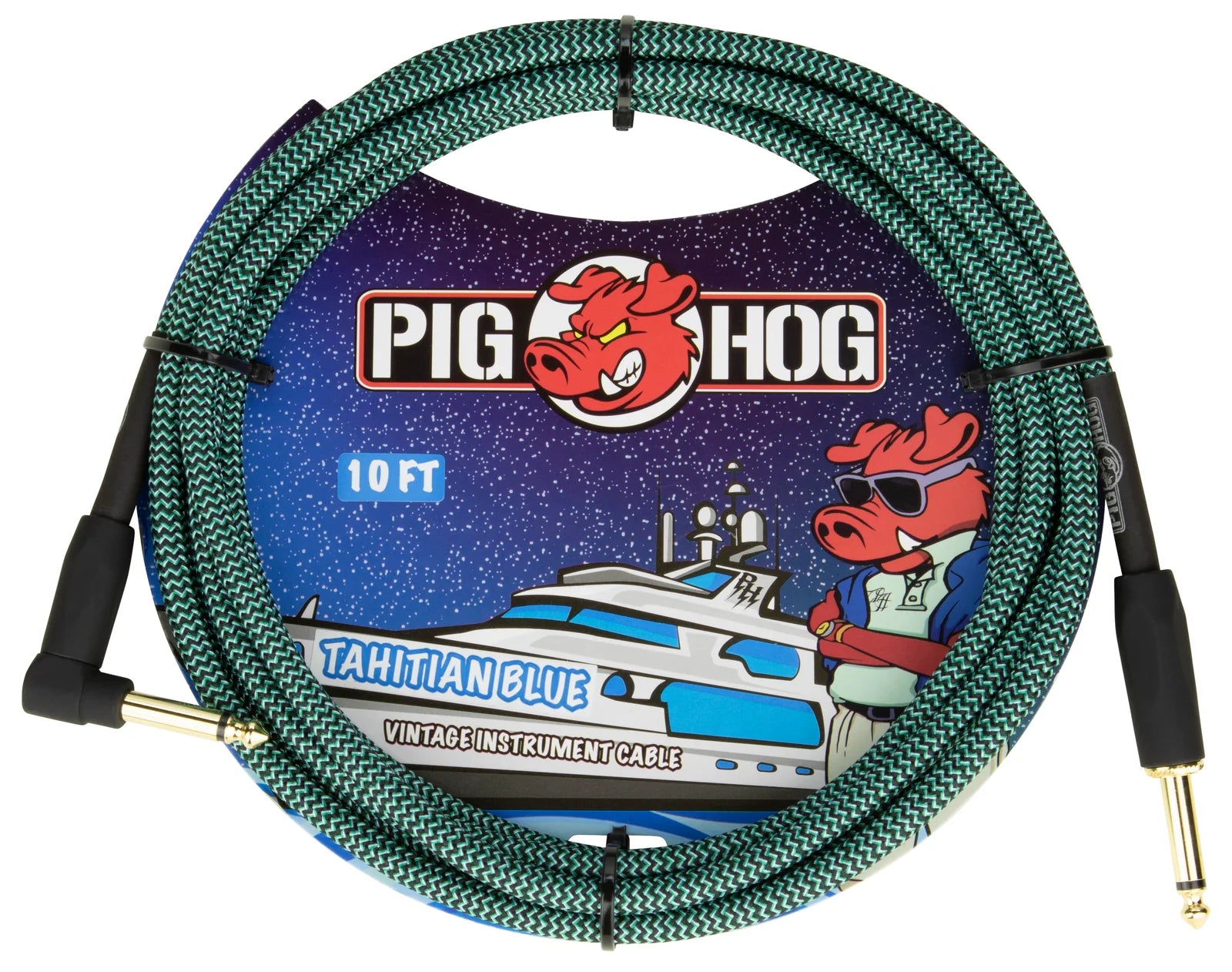 Pig Hog "Tahitian Blue" Instrument Cable, 10ft. RA