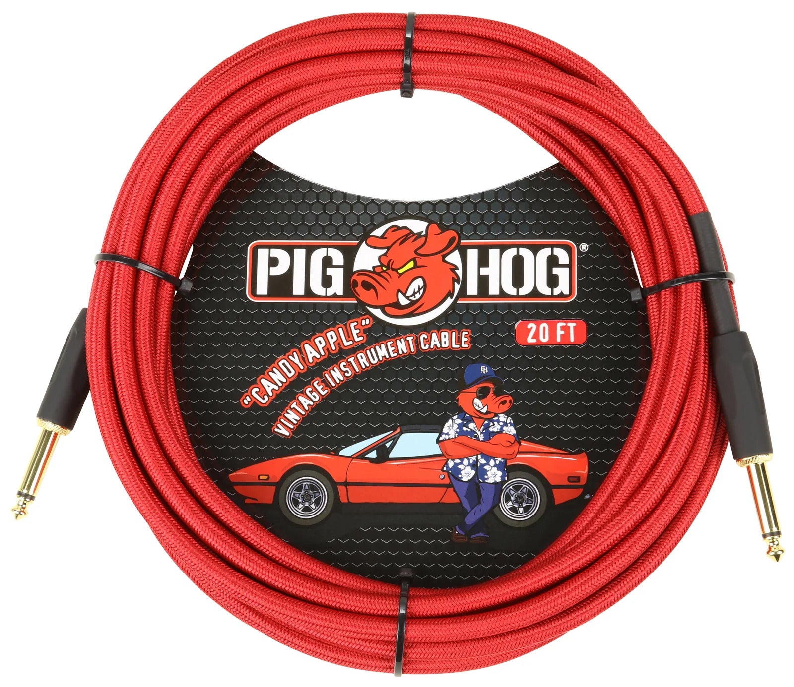 Pig Hog "Candy Apple Red" Instrument Cable, 20ft