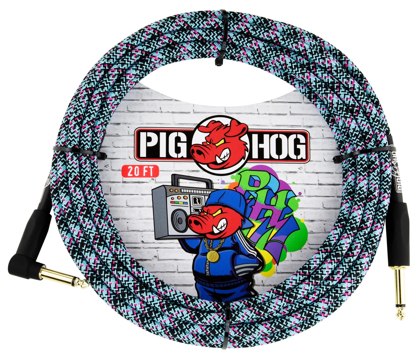 Pig Hog "Graffiti Blue" Instrument Cable, 20ft RA