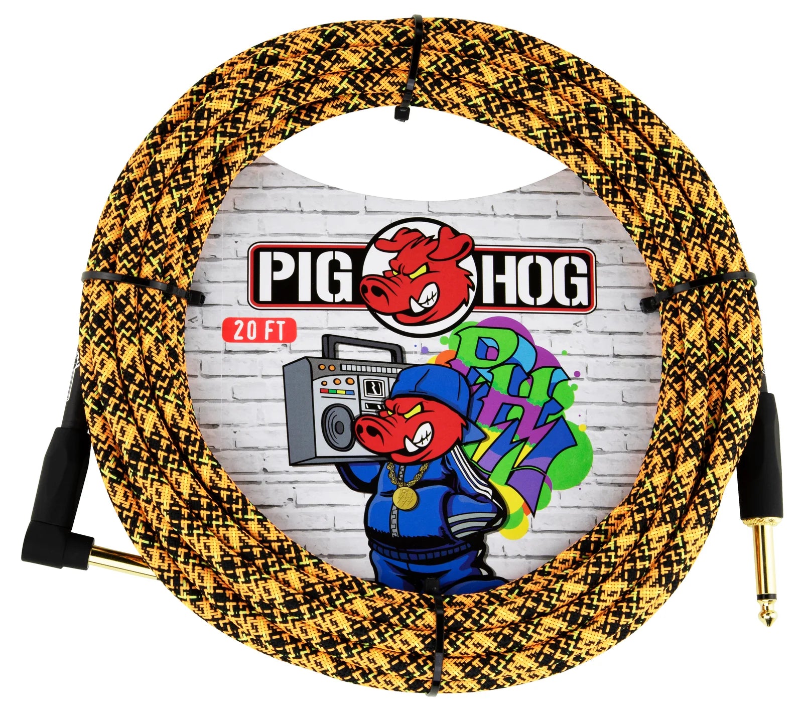 Pig Hog "Orange Graffiti" Instrument Cable, 20ft Right Angle