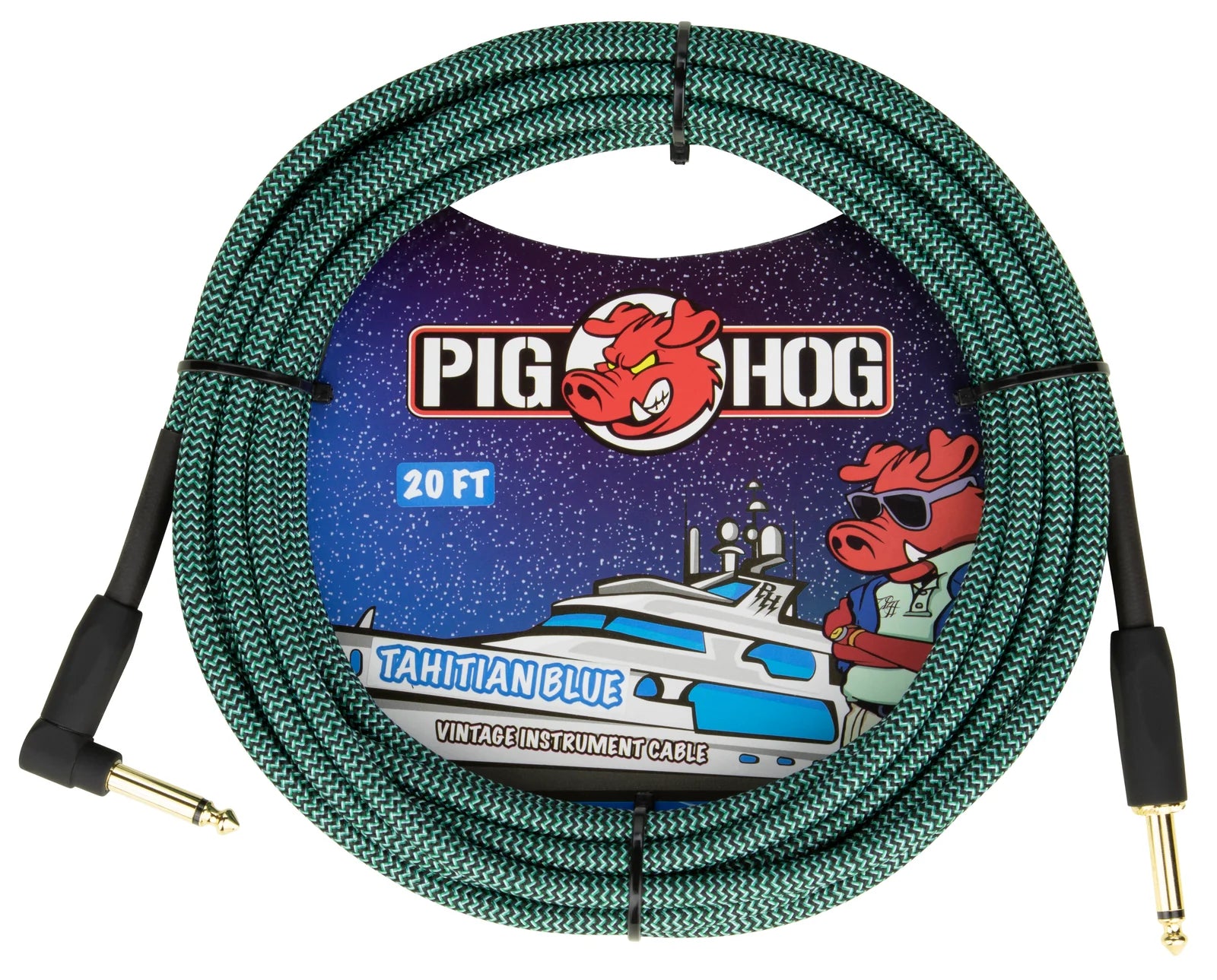 Pig Hog “Tahitian Blue” Instrument Cable, 20ft. RA