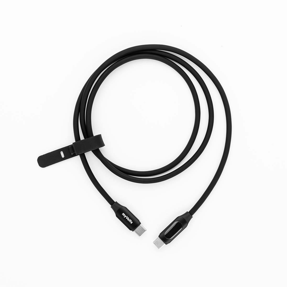 MyVolts Step Up USB-C to USB-C PD Cable with LCD Power Meter, Liquorice Black