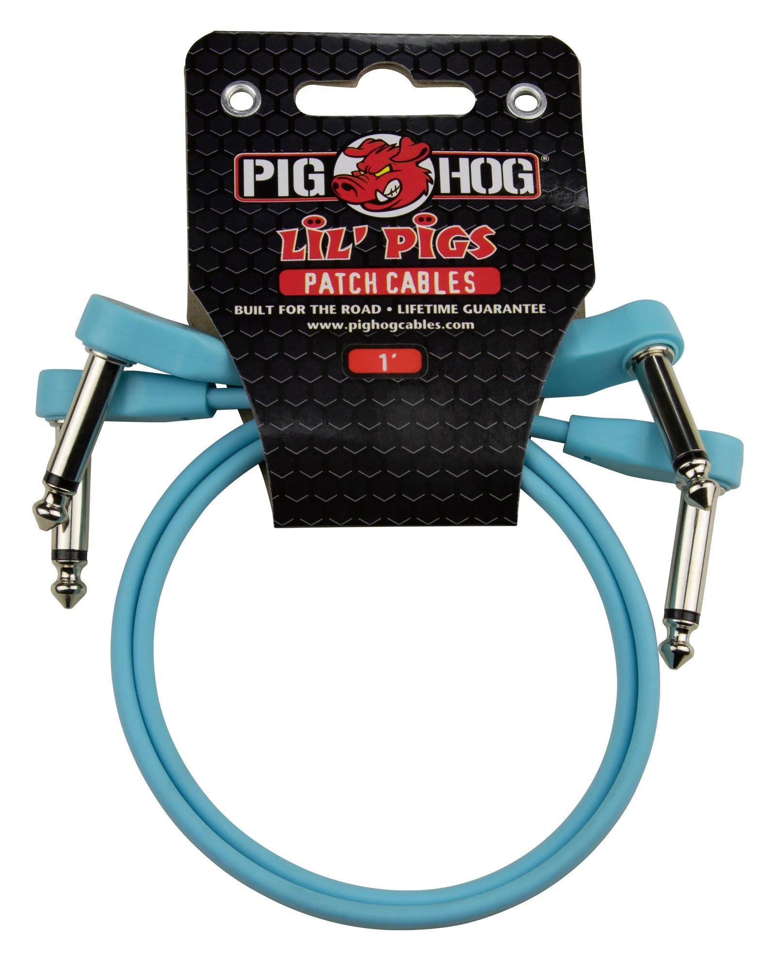 Pig Hog Lil Pigs 1ft Low Profile Patch Cables - 2 pack, Daphne Blue