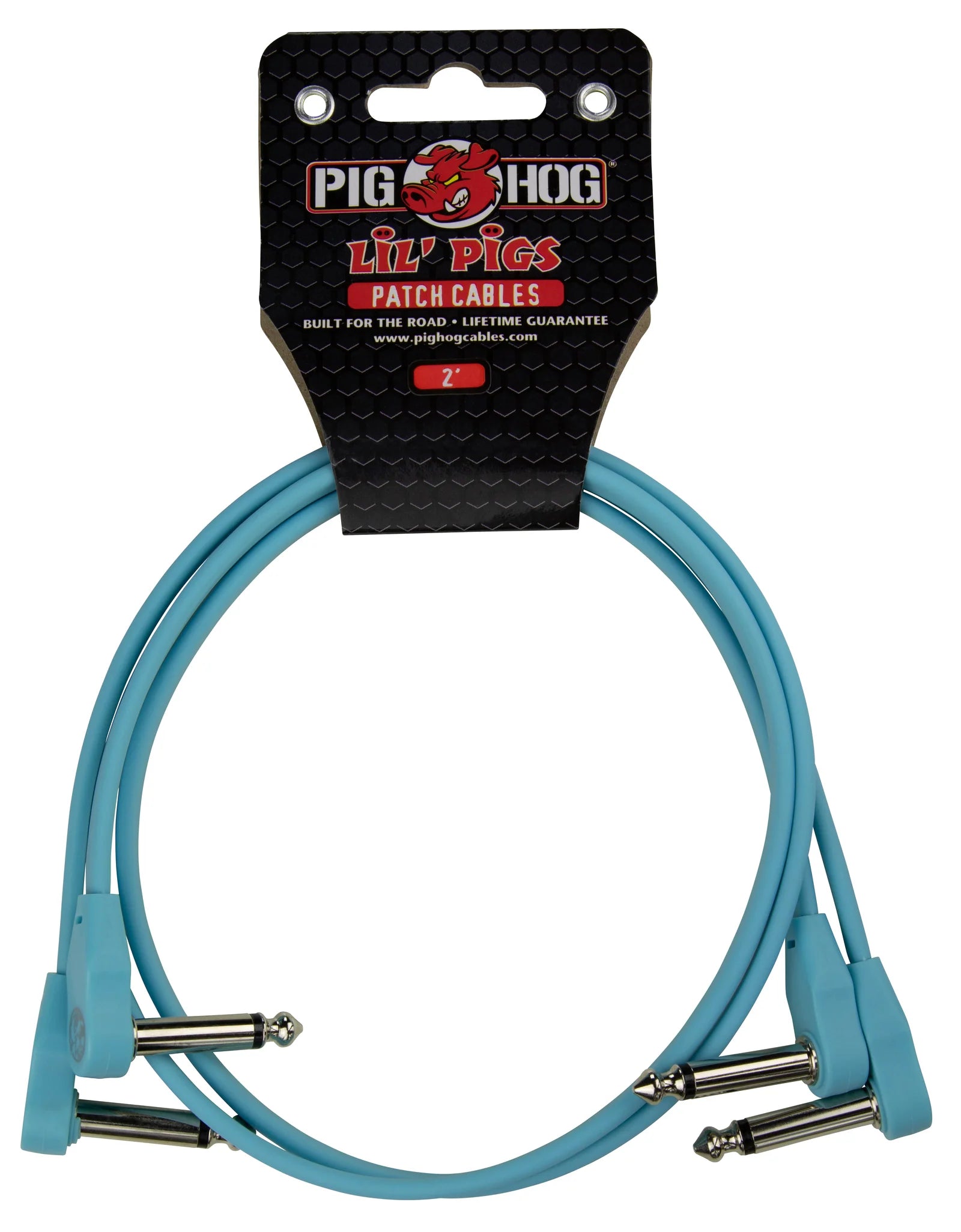 Pig Hog Lil Pigs 2ft Low Profile Patch Cables - 2 pack, Daphne Blue