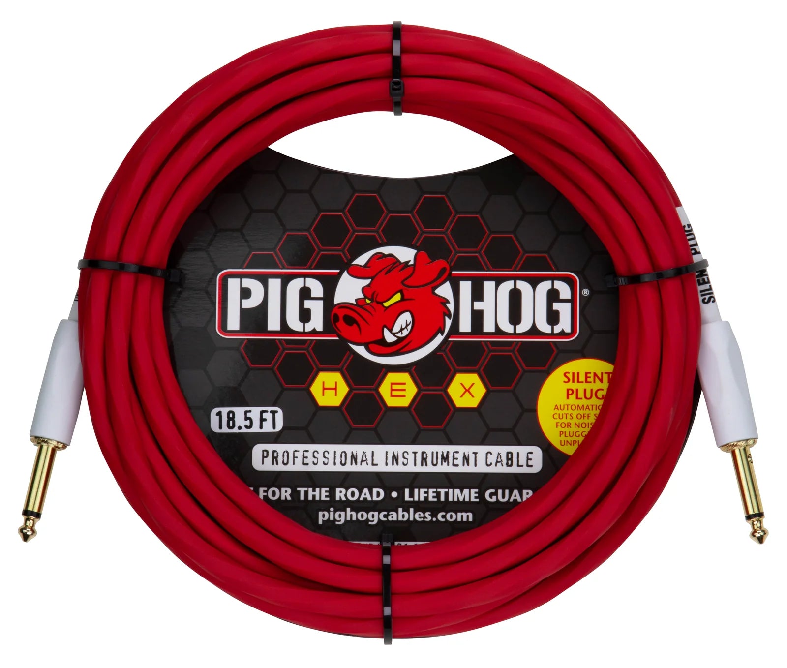 Pig Hog Hex Series Silent Cable 18.6 ft Candy Apple Red