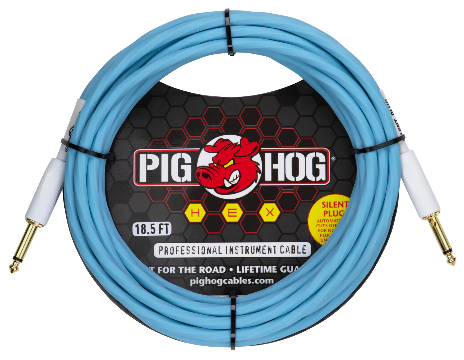 Pig Hog Hex Series Silent Cable 18.6 ft Daphne Blue