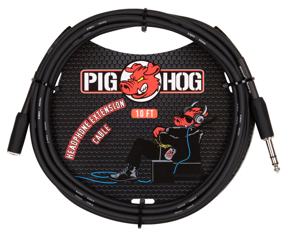 Pig Hog 10ft Headphone Extension Cable, 1/4"