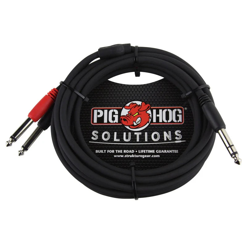 Pig Hog 10ft TRS (M) to Dual Mono 6.3mm Cable