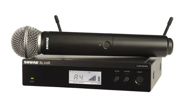 Shure Wireless 1/2R Handheld System BLX2 Tx; SM58 Mic: BLX4R Rx Auto Setup: 662-686Mhz