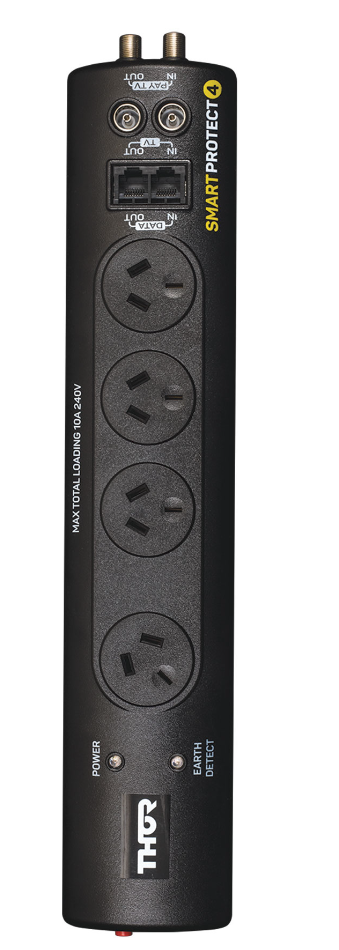 Thor Smart Protect 4. Universal Filter and Surge Protector. 4 Outlets with angle plug for power pack