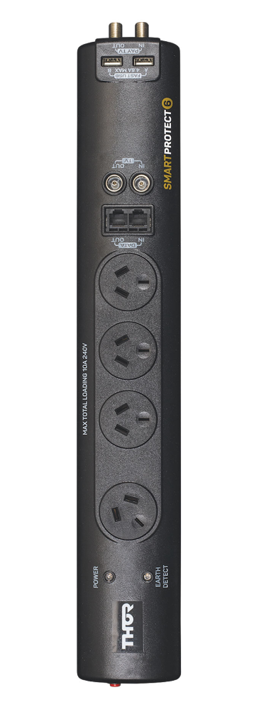 Thor Smart Protect 6. Universal Filter and Surge Protector. 4 Outlets + 2xUSB (4.8A), angle plug