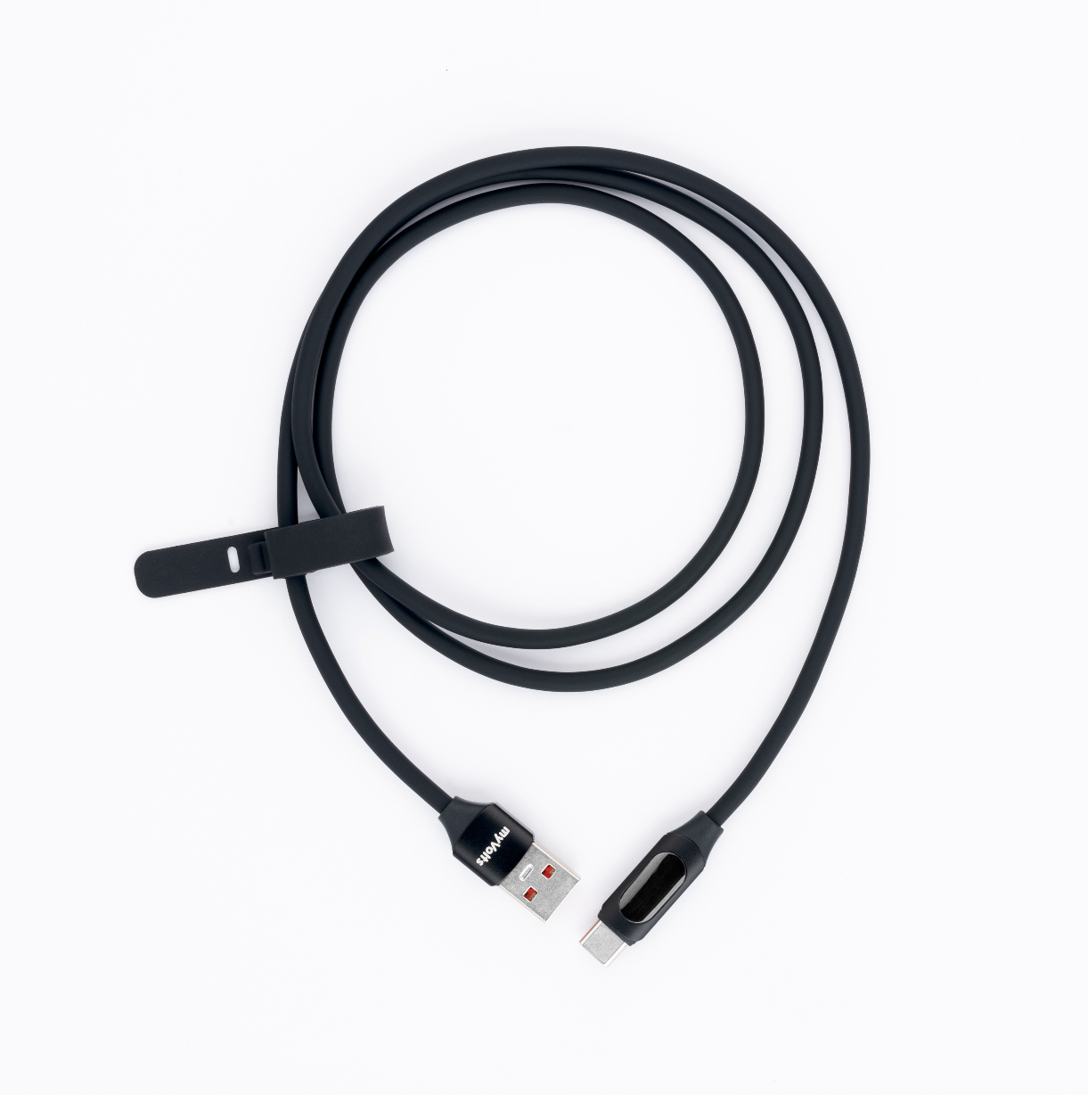 MyVolts Step Up USB-A to USB-C PD Cable with LCD Power Meter, Liquorice Black