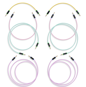 Candycords - myVolts Halo patch cables Mix Pack 2, straight mini mono jack to straight mini mono jack, 2x15cm Yellow, 2x30cm Pink, 2x50cm Green and 2x80cm Purple