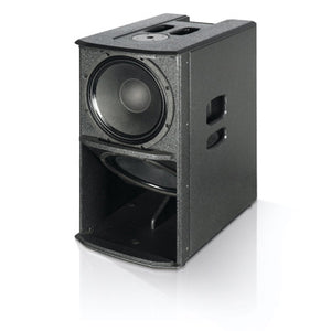 DB Technologies Bi-amped system. 2x tops with 4x 4” full-range speakers. 2 x 12” active subwoofer.